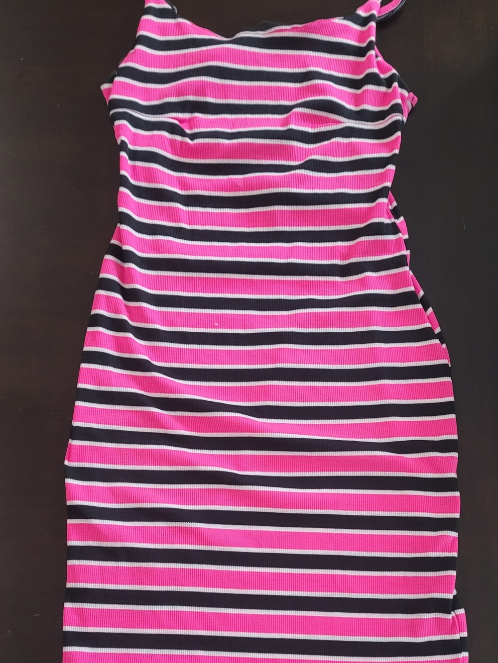 Love Pink and Black Striped Midi Dress